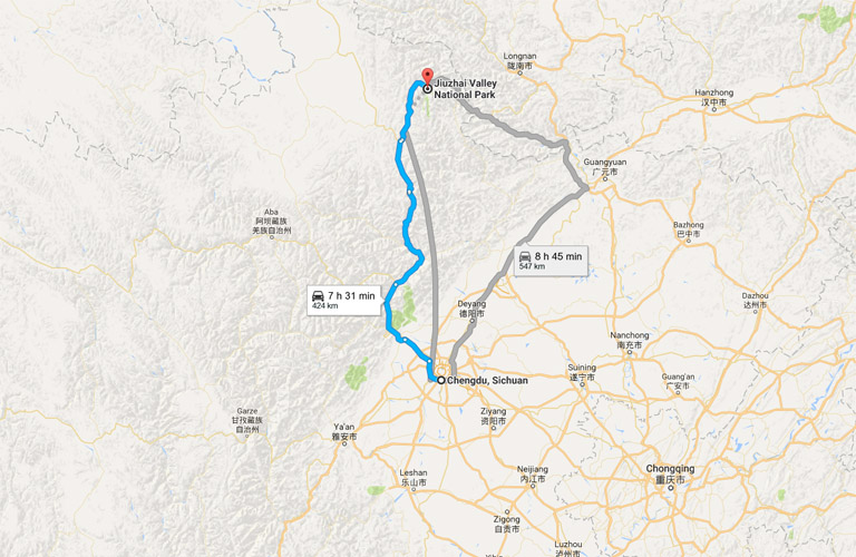 Jiuzhaigou Travel Map