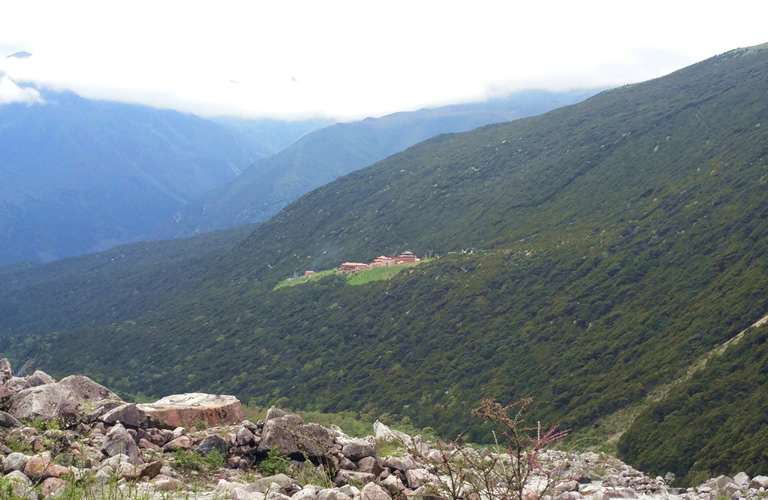 Looking Back Gongga Gompa