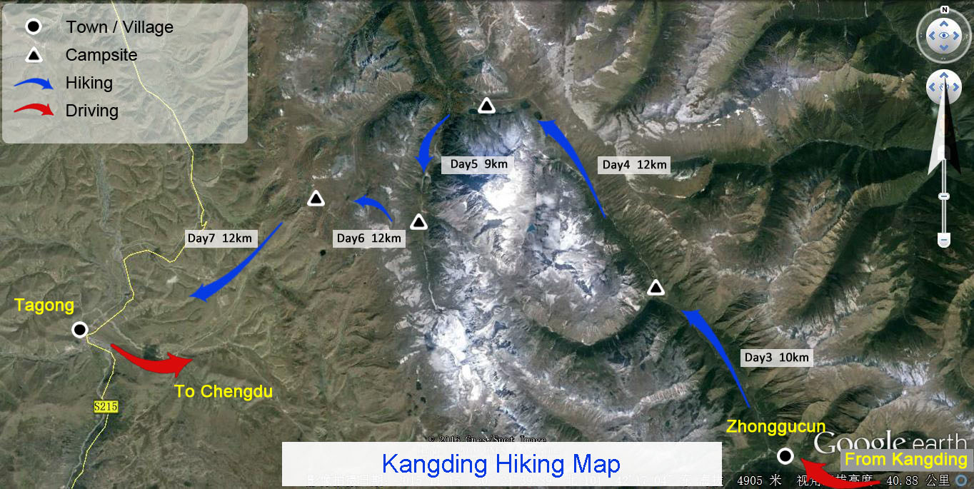 Kangding Hiking Map