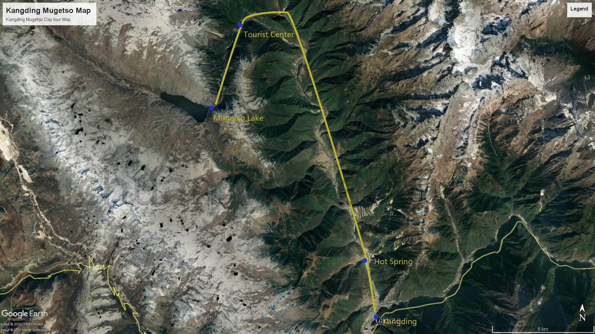 Kangding Mugetso Tour Map
